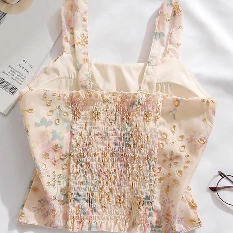 Vintage Floral Built - In Bra Top – Elegant & Feminine - Zero Bra