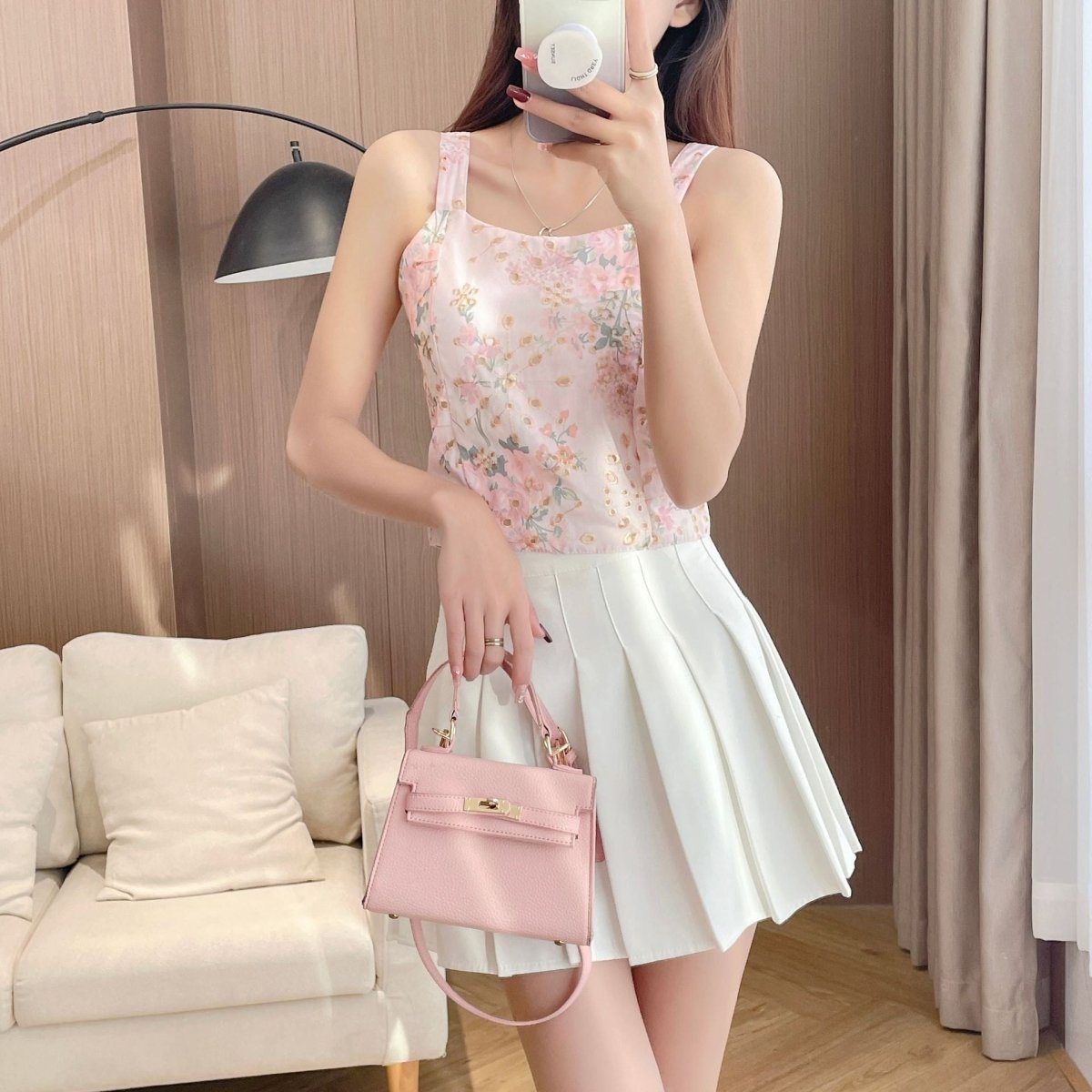 Vintage Floral Built - In Bra Top – Elegant & Feminine - Zero Bra