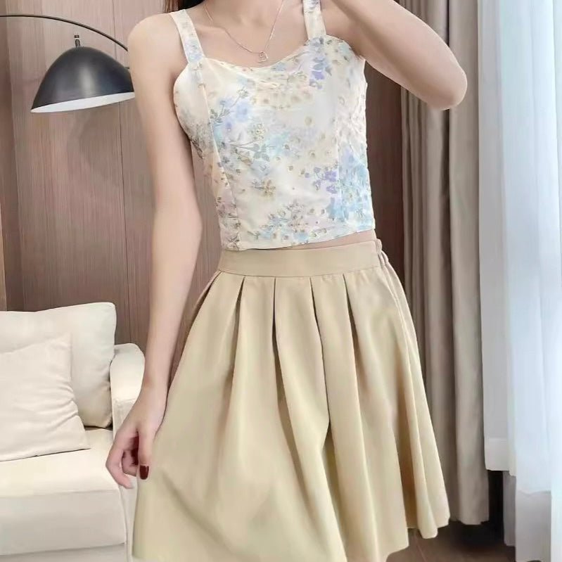 Vintage Floral Built - In Bra Top – Elegant & Feminine - Zero Bra