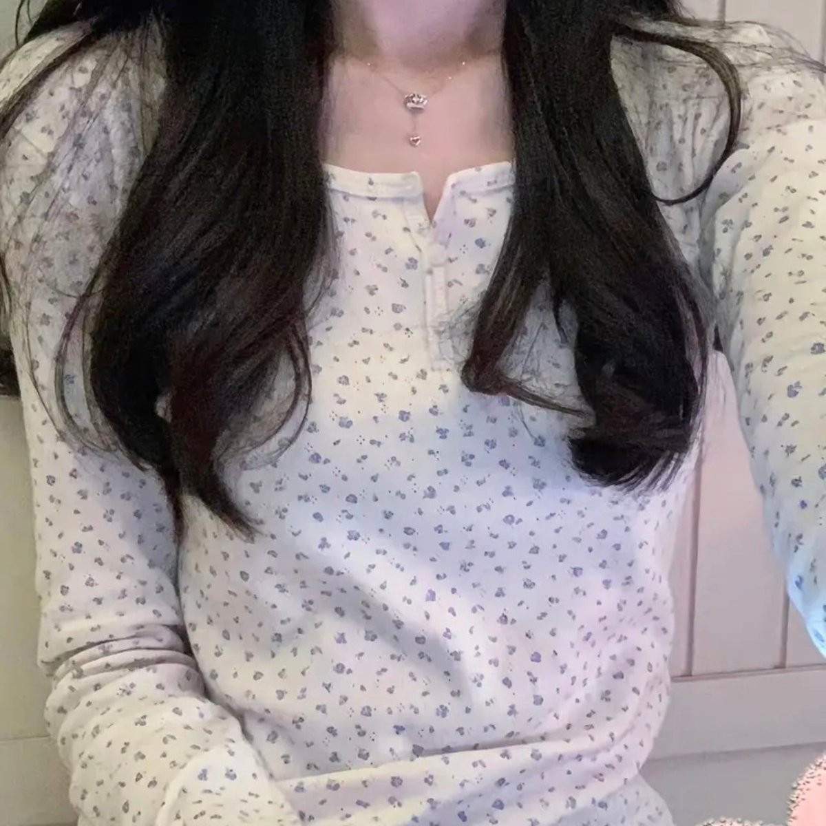 Vintage Floral Lace - Trim Long Sleeve Top – Sweet & Feminine - Zero Bra