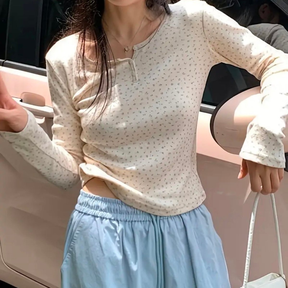 Vintage Floral Lace - Trim Long Sleeve Top – Sweet & Feminine - Zero Bra