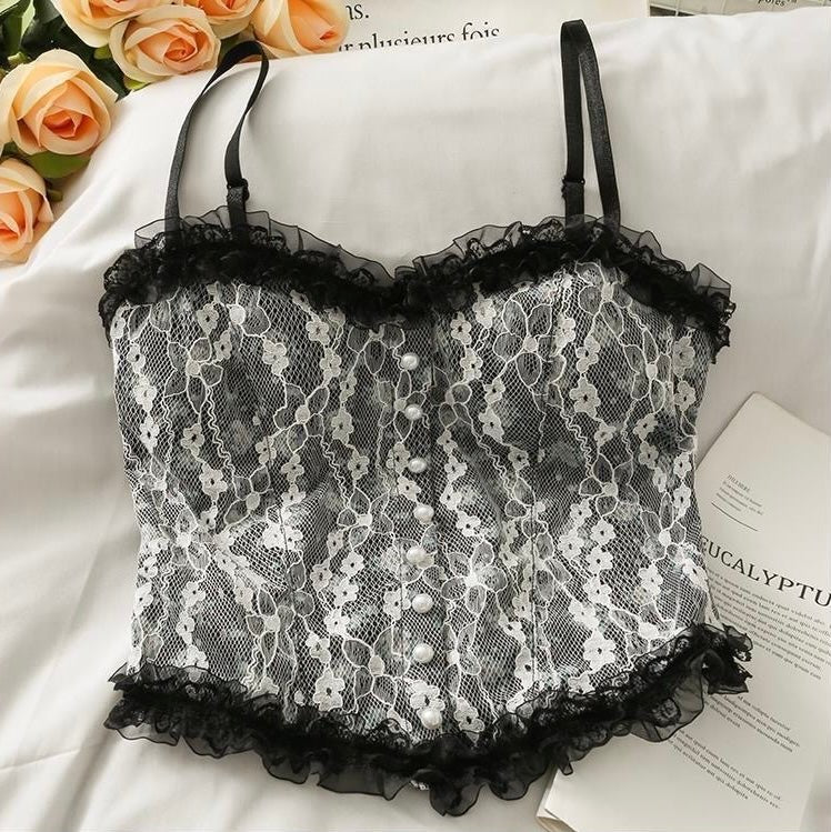 Vintage Lace Corset Top – Dreamy & Delicate - Zero Bra