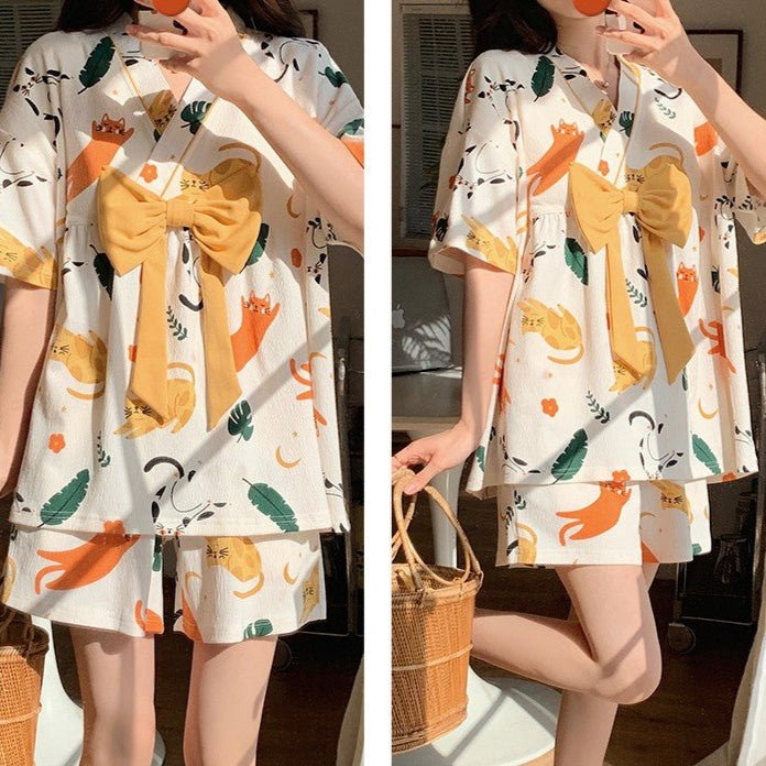 Whisker Bow Kimono Set β With Padded Purr - luxury - Zero Bra