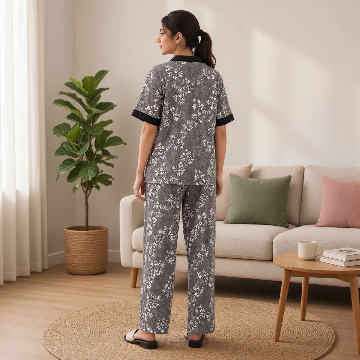 100% Cotton Bamboo Noir Padded Night Suit