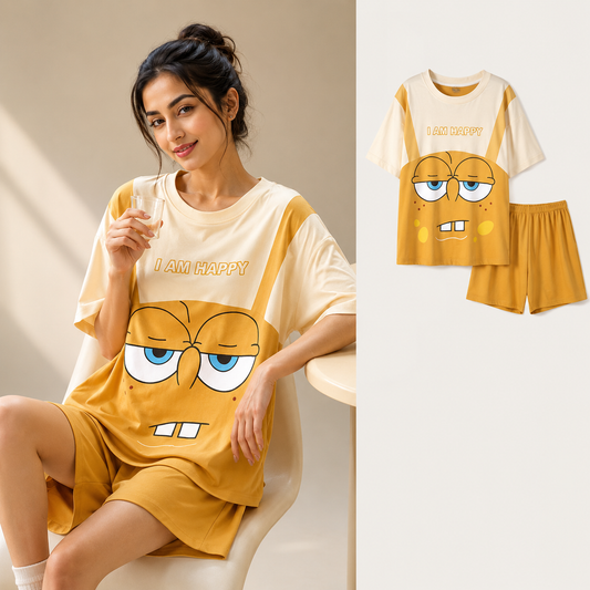 ZeroBra I Am Happy Lounge Set — comfortable Indian women's co-ord in soft, relaxed pastel style