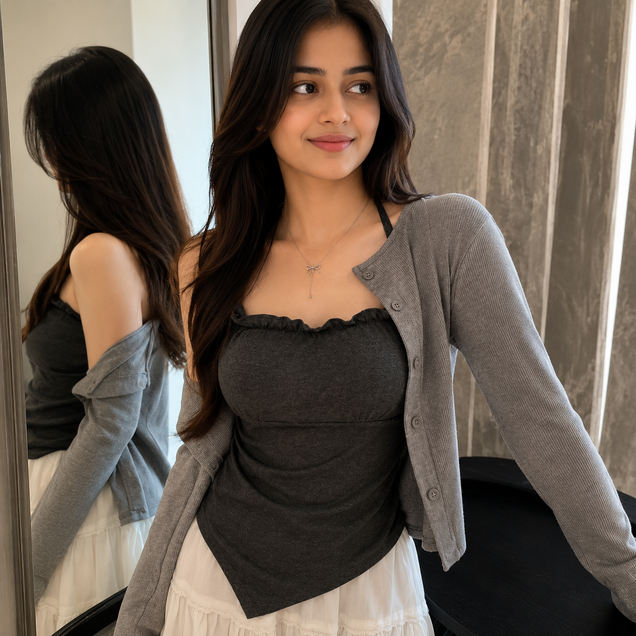 ZeroBra Adjustable Tie Built-In Bra Top in comfortable everyday style for Indian women