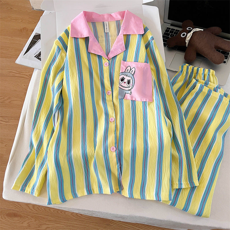 Candy Stripe Cartoon Padded Pajama Set in playful colors with comfortable fit, ZeroBra Indian lingerie brand