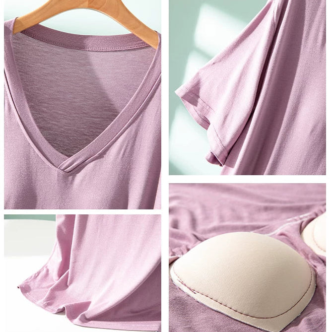 Heart Crush Built-In Bra Ruffle Top in soft pink with flirty ruffles - comfortable Indian lingerie by ZeroBra