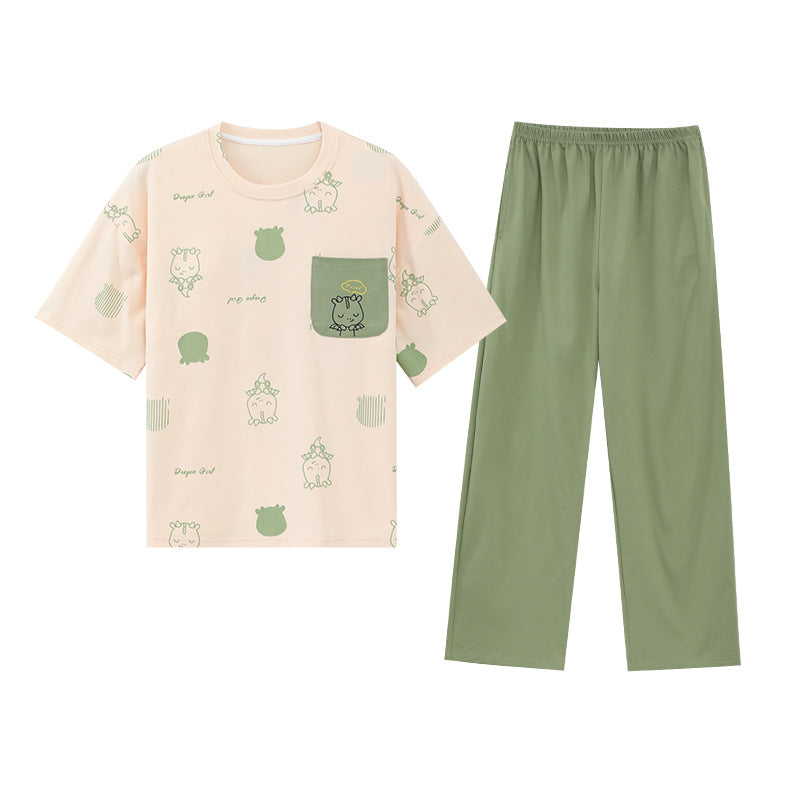 Froggy Garden PJ Set with green print and comfortable padded bra top, Indian lingerie by ZeroBra brand