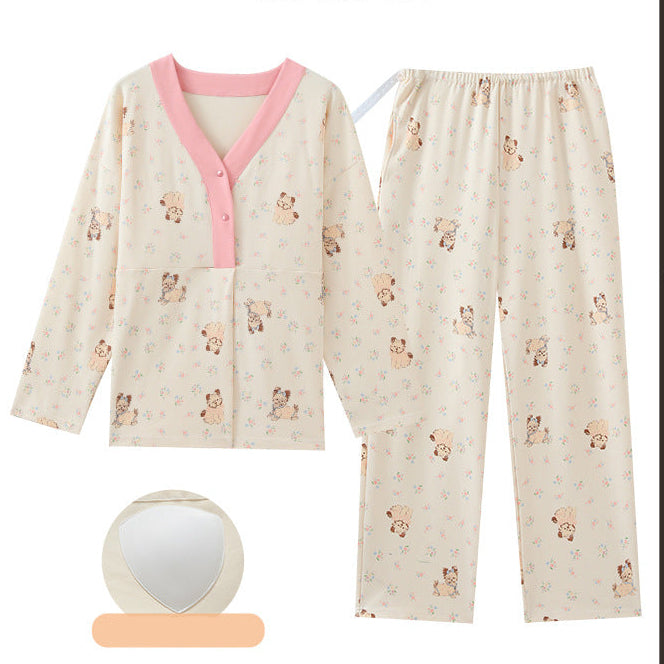 ZeroBra Maternity Teddy Bloom PJ Set in soft floral print with padded comfortable bra top for Indian mothers