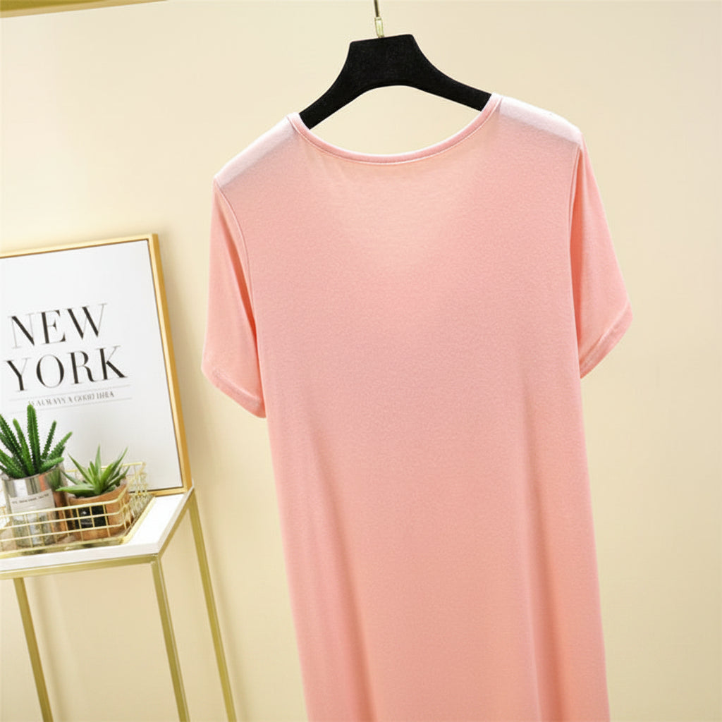 ZeroBra Nightgown 10 in soft fabric, comfortable Indian lingerie design for women's sleepwear