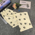 Cream Paw Print Wide-Leg Lounge Pants