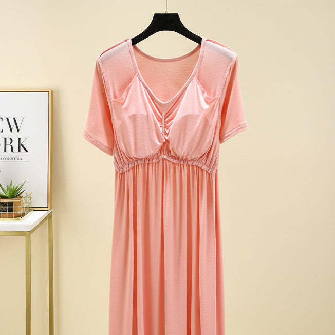ZeroBra Nightgown 10 in soft fabric, comfortable Indian lingerie design for relaxed nightwear