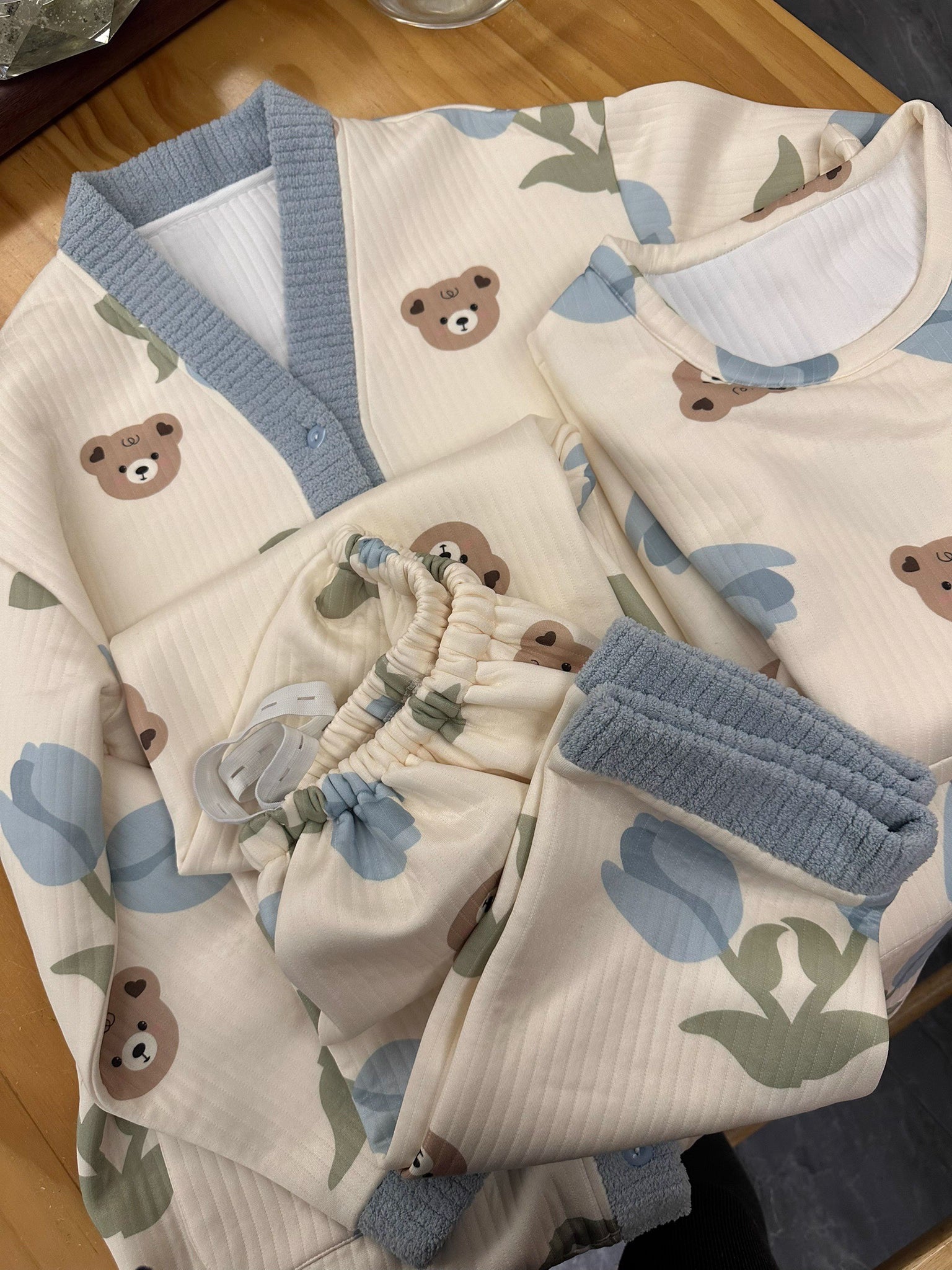Blue Bear Winter PJ 3 Piece Set – Maternity & Nursing Snuggle Ease