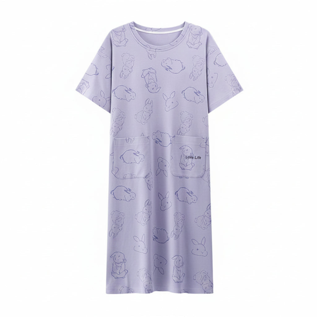 ZeroBra Nightgown 06 in soft fabric, comfortable sleepwear design for Indian women, elegant style