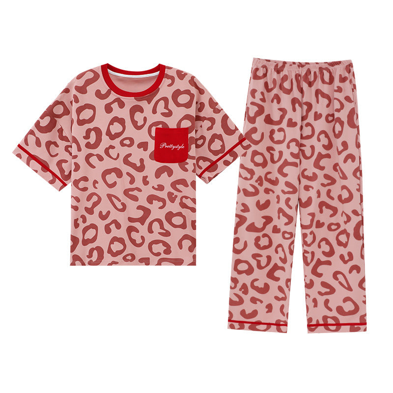 Cherry Leopard PJ Set with padded bra top in vibrant red cherry print, comfortable Indian lingerie by ZeroBra