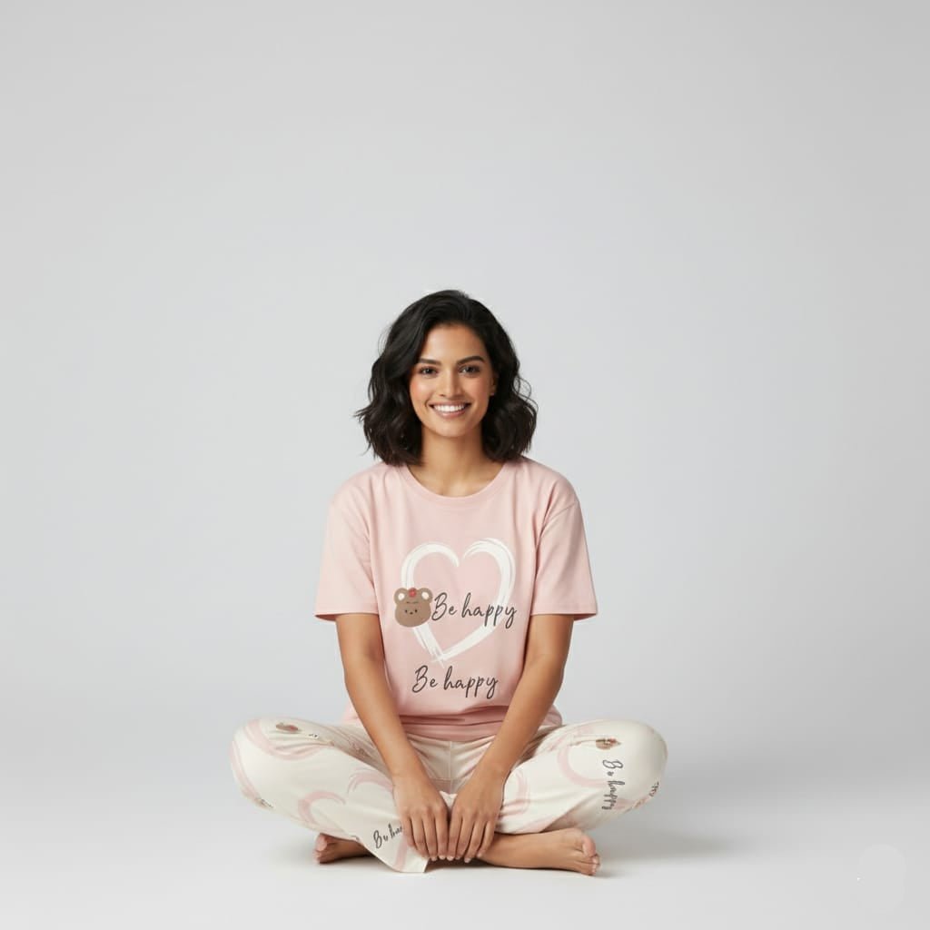 Be Happy Bear Padded PJ Set – With Padded Bliss - Zero Bra