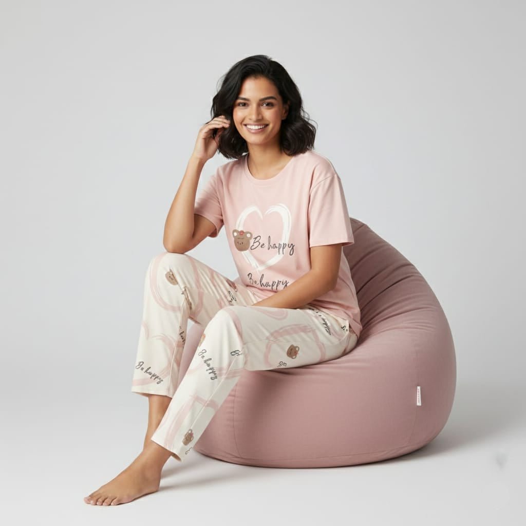 Be Happy Bear Padded PJ Set – With Padded Bliss - Zero Bra