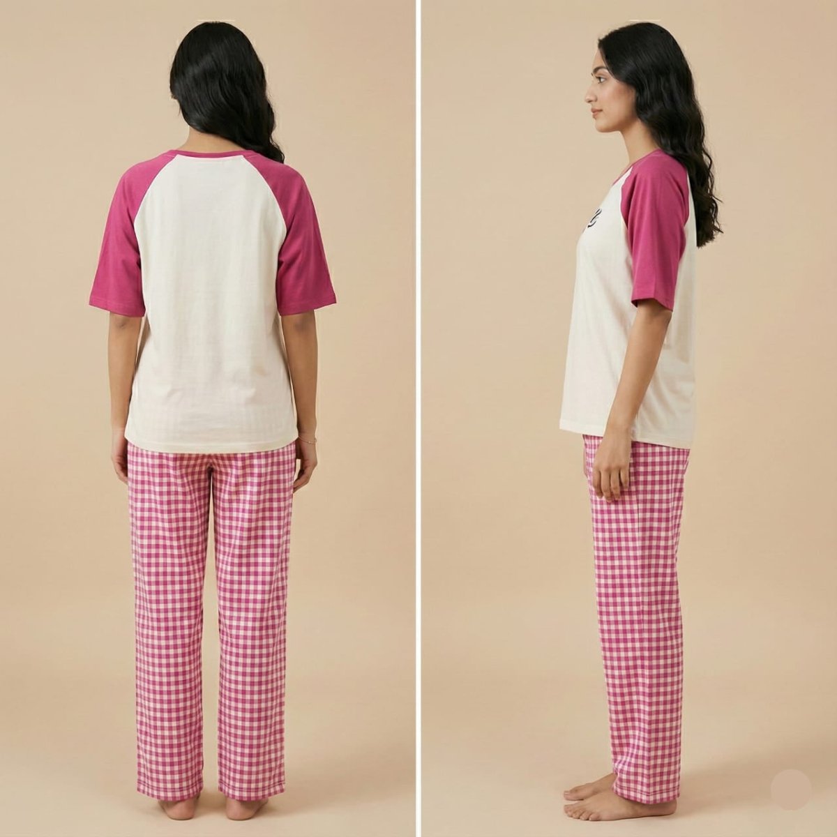 Berry Bear Gingham PJ Set – With Padded Pop Comfort - Zero Bra