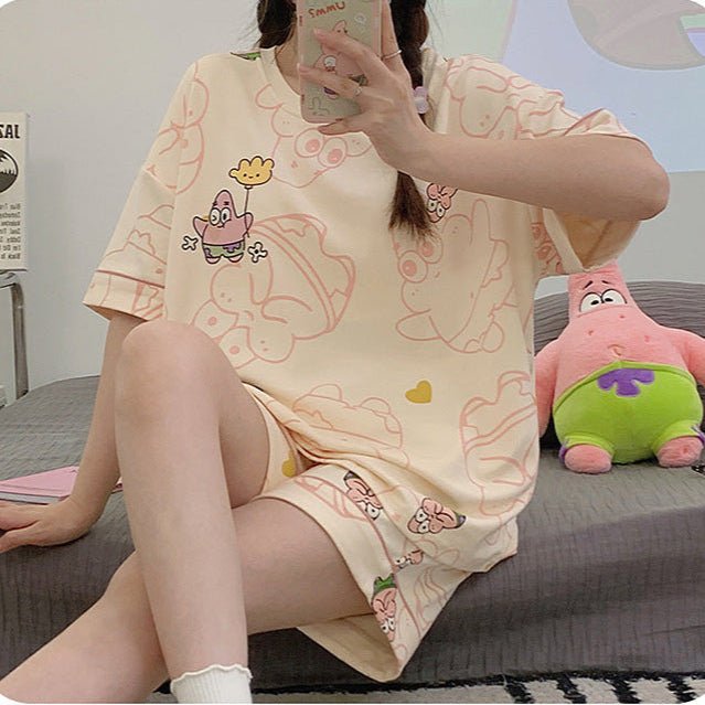 Berry Blush Cartoon PJ Set With Pockets – Summer Edition - Zero Bra