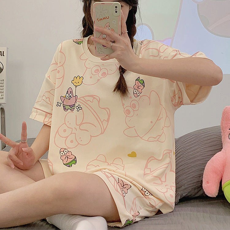Berry Blush Cartoon PJ Set With Pockets – Summer Edition - Zero Bra