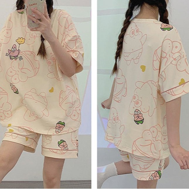 Berry Blush Cartoon PJ Set With Pockets – Summer Edition - Zero Bra