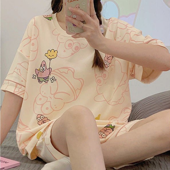 Berry Blush Cartoon PJ Set With Pockets – Summer Edition - Zero Bra