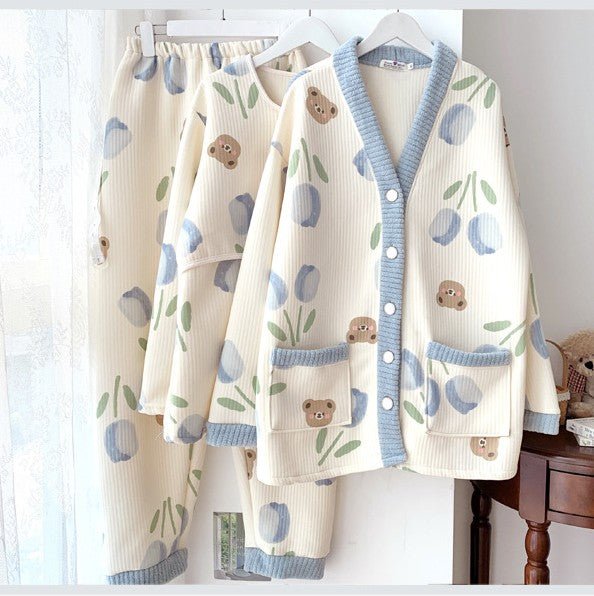 Blue Bear Winter PJ 3 Piece Set – Maternity & Nursing Snuggle Ease - Zero Bra