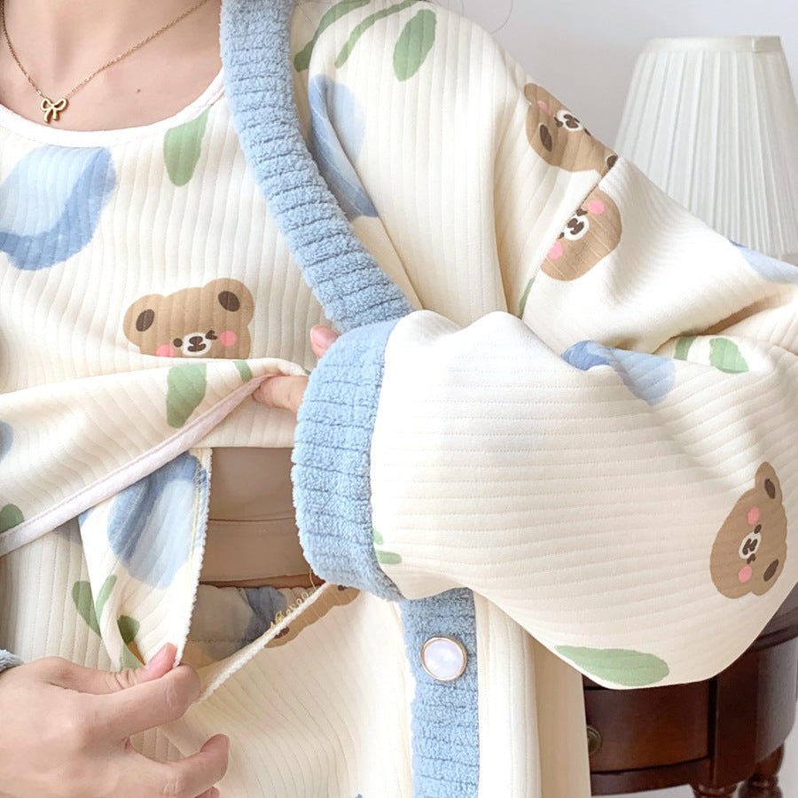 Blue Bear Winter PJ 3 Piece Set – Maternity & Nursing Snuggle Ease - Zero Bra