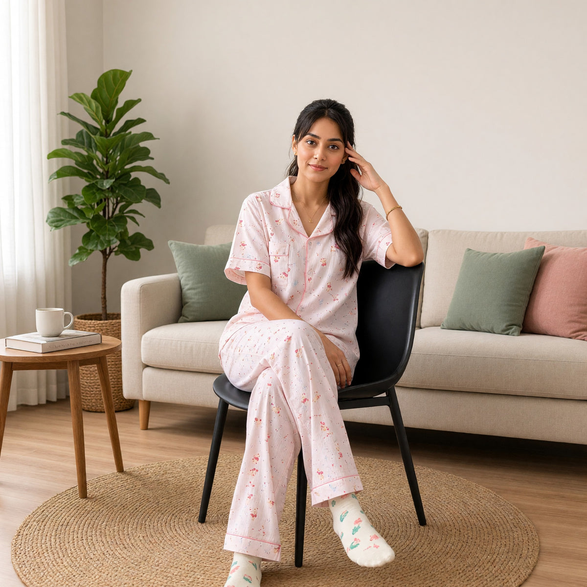 Blush Kitty 3-Piece Padded Night Suit