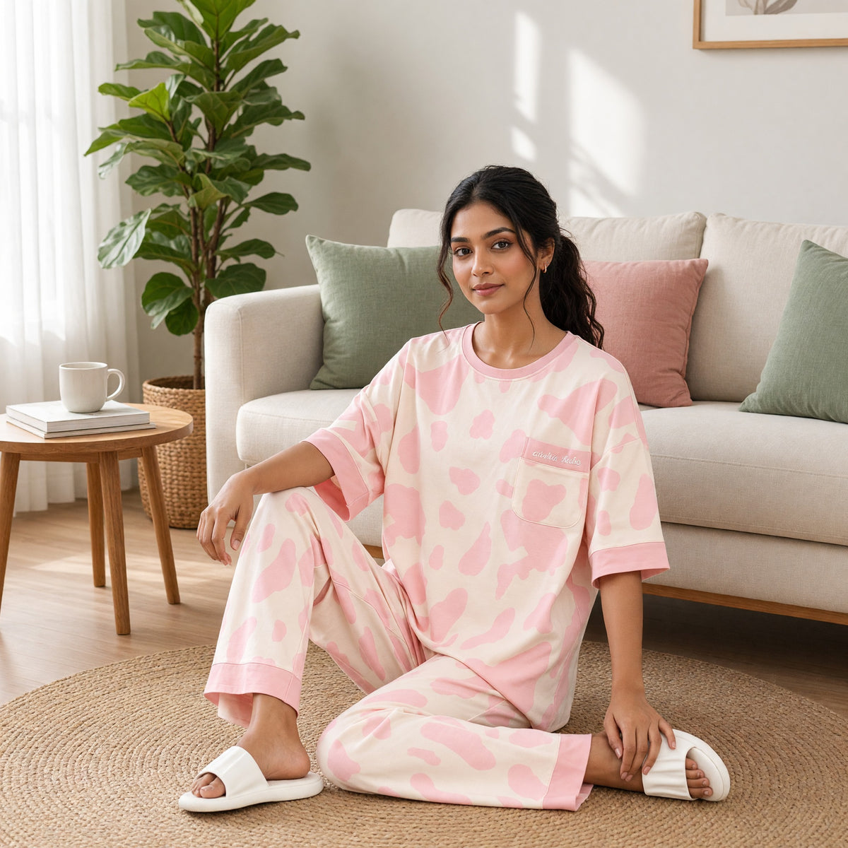 Blush Moo Padded Night Suit