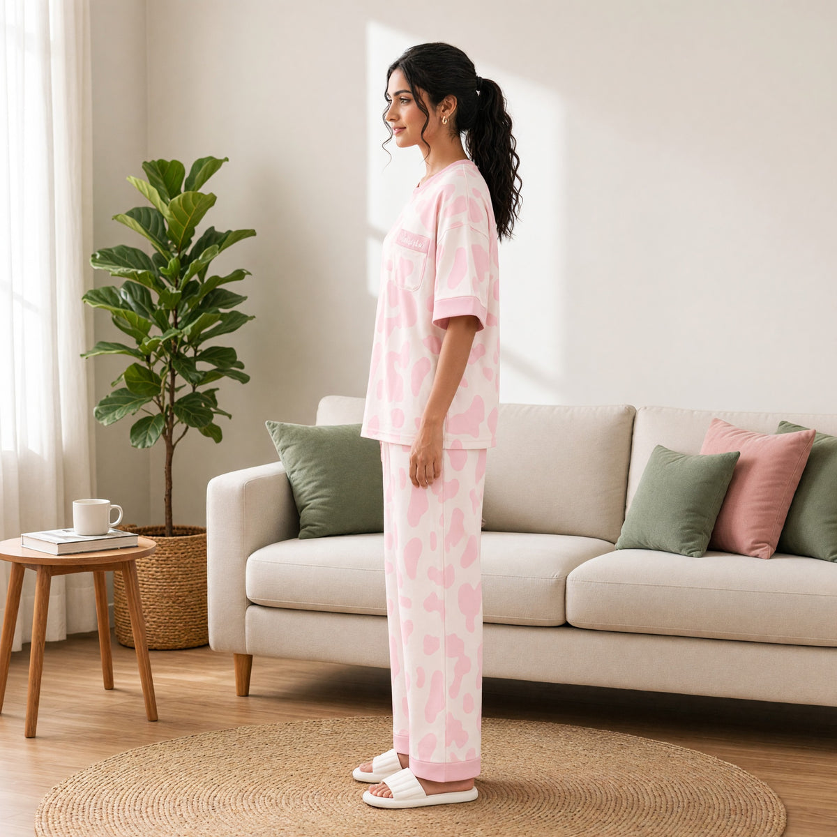 Blush Moo Padded Night Suit