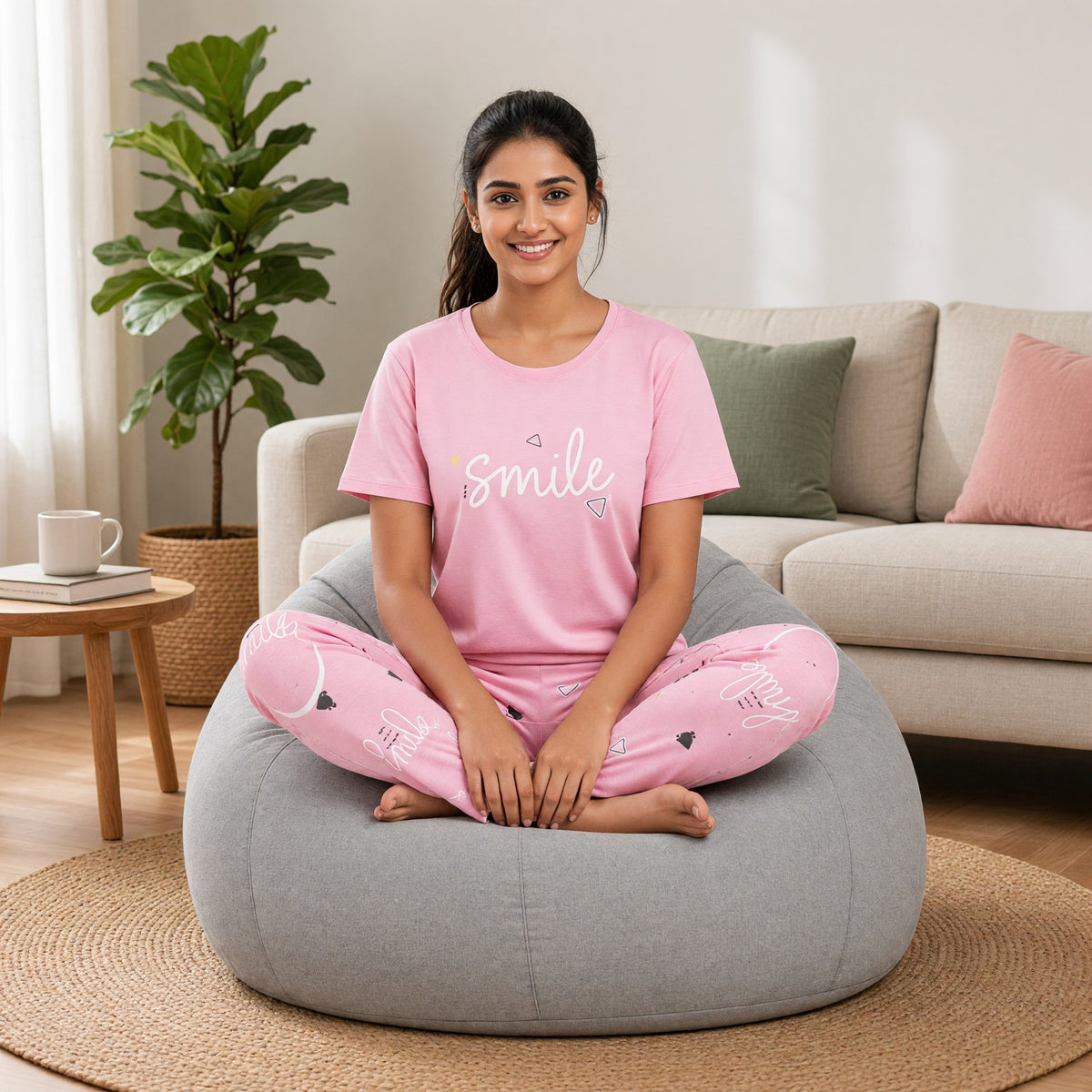 Blush Smile Padded Night Suit
