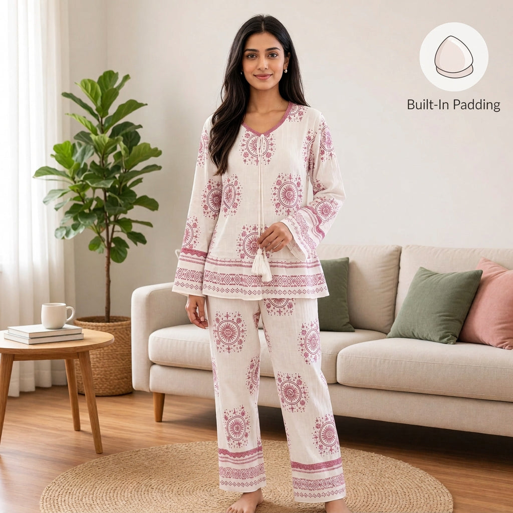 Boho Blossom Padded Night Suit