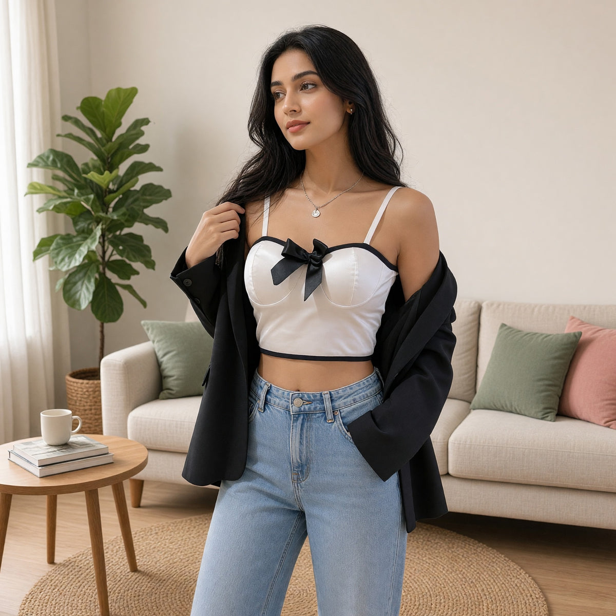 Bow-Tie Built-in Bra Bustier