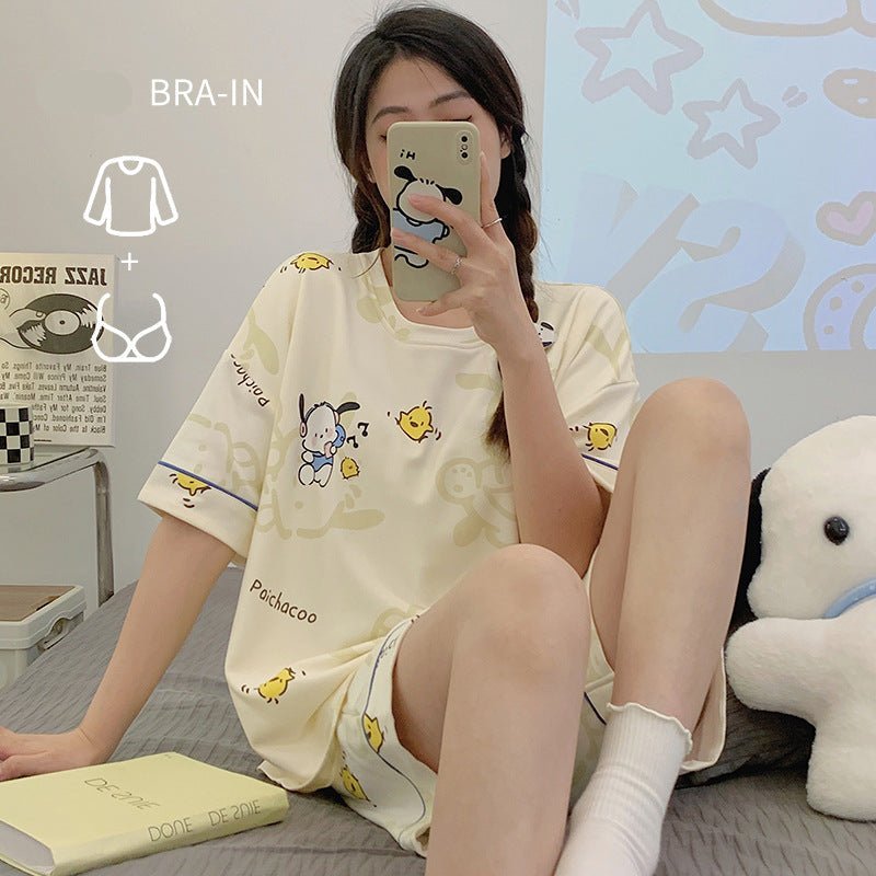 Bunny & Chick Built - In Bra PJ Set – Creamy Kawaii Edition - Zero Bra