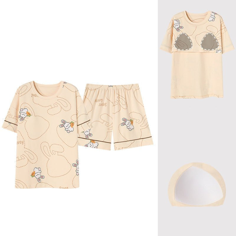 Bunny Doodle Padded PJ Set – Creamy Cuteness Edition - Zero Bra