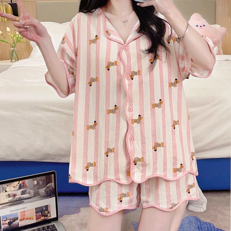 Candy Stripes & Cutie Vibes Pajama Set – Built - In Bra! - Zero Bra