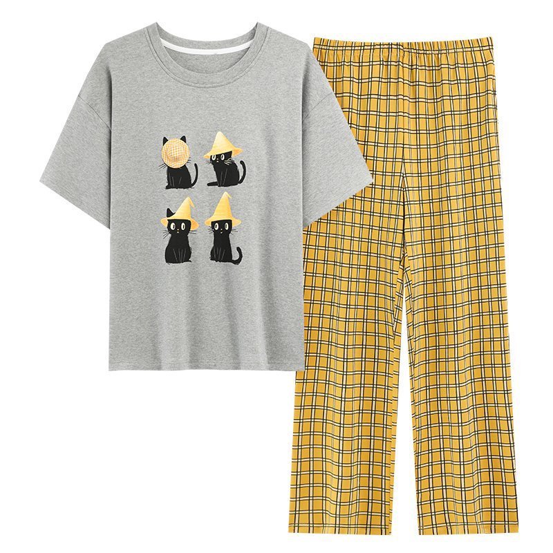 Cat Nap Plaid PJ Set – With Padded Purrfection - Zero Bra