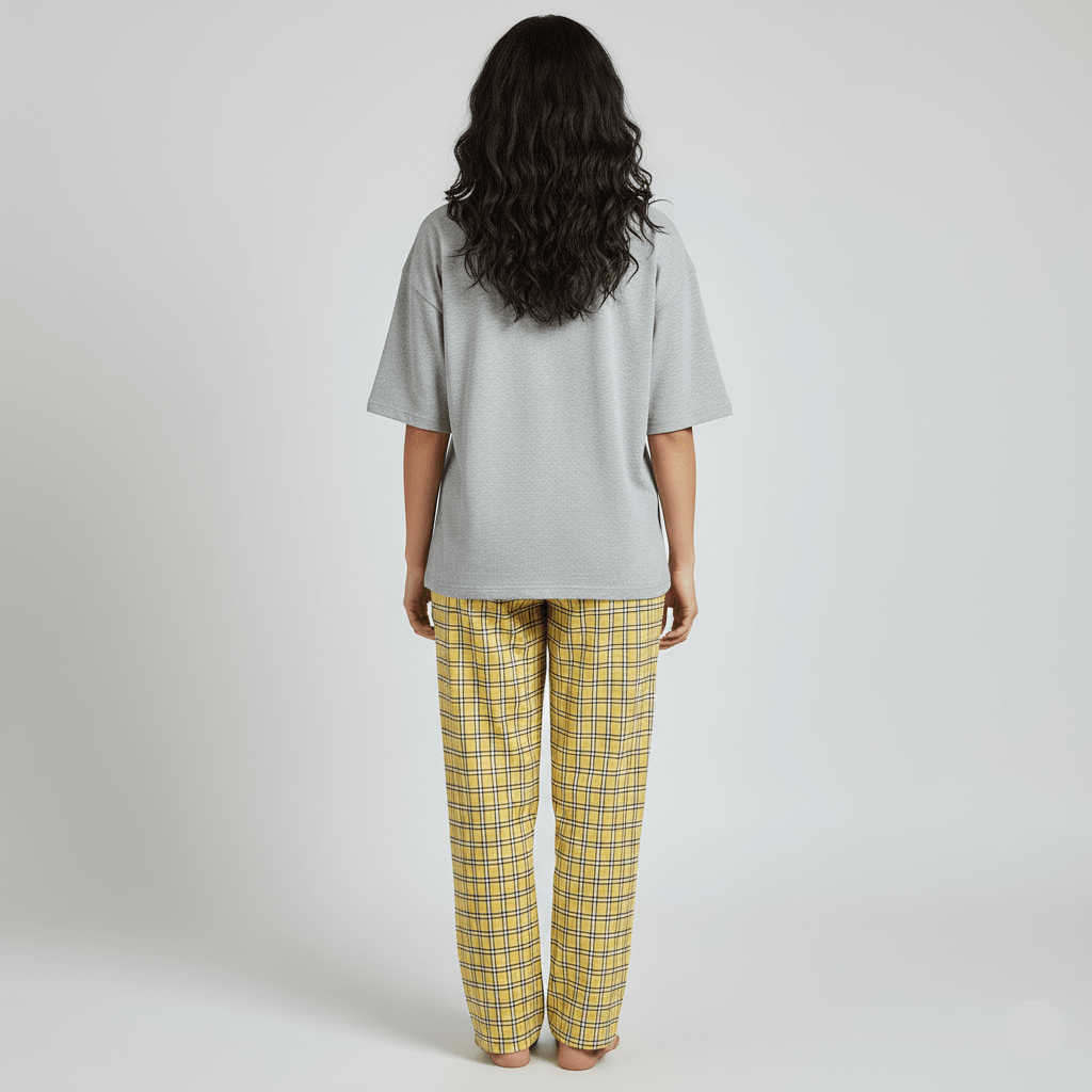 Cat Nap Plaid PJ Set – With Padded Purrfection - Zero Bra