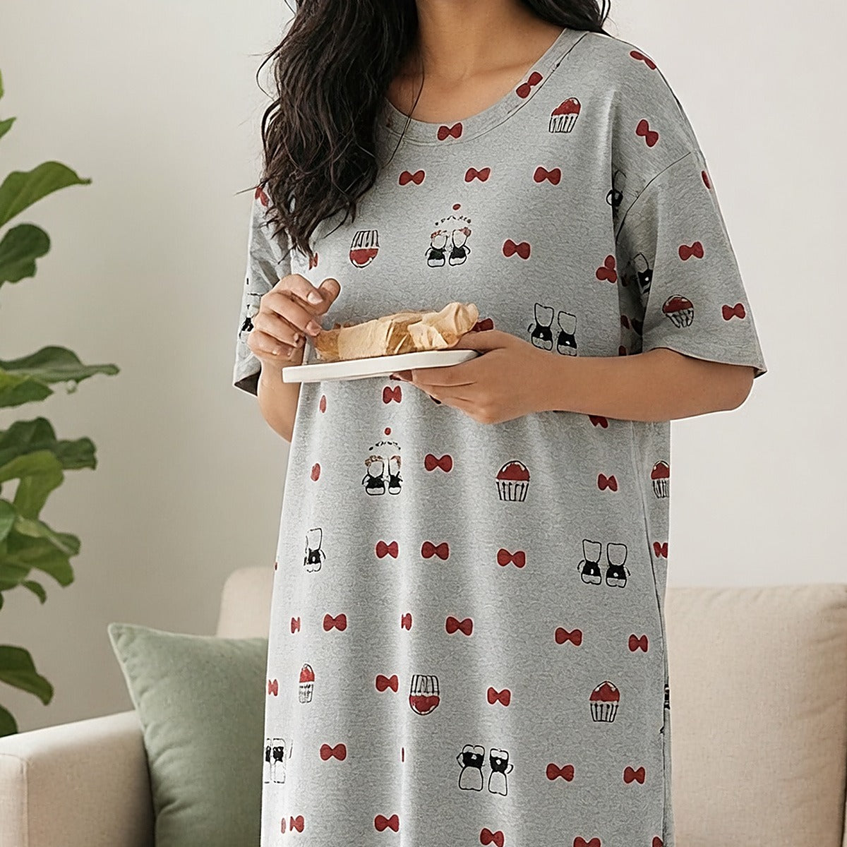 Cherry Bow Padded Nighty
