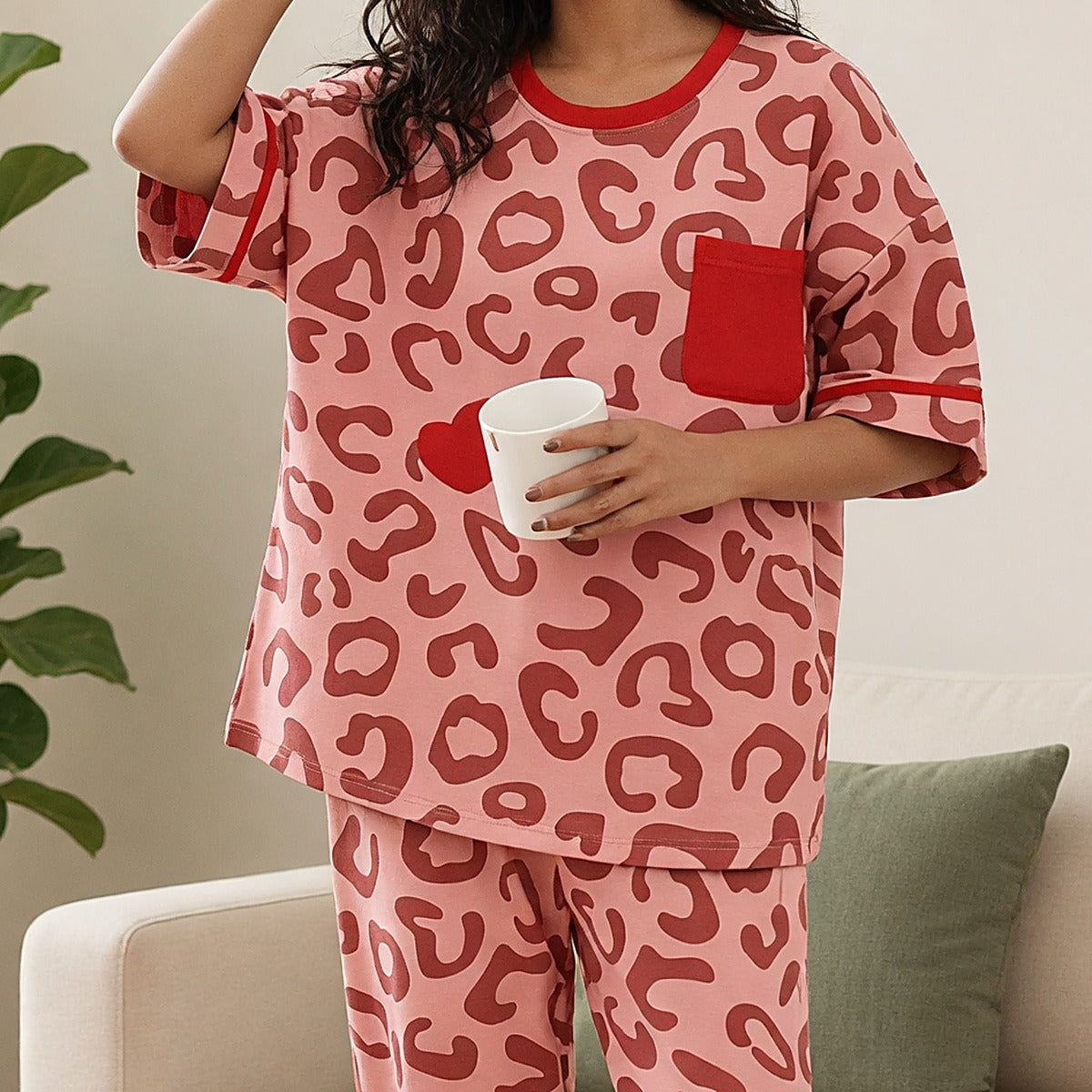 Cherry Leopard Padded Night Suit