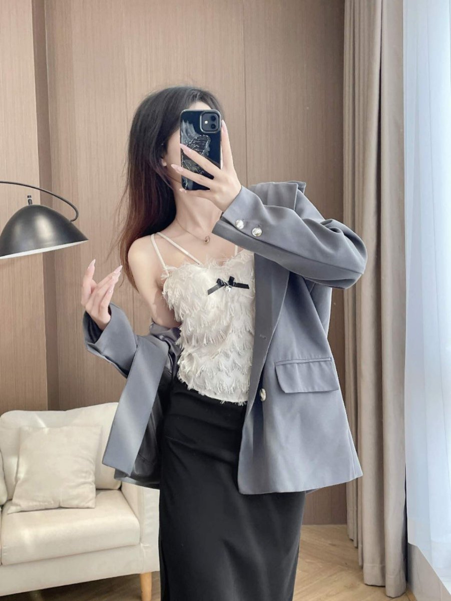 Chic Fringe Built - In Bra Top – Playful & Stylish - Zero Bra