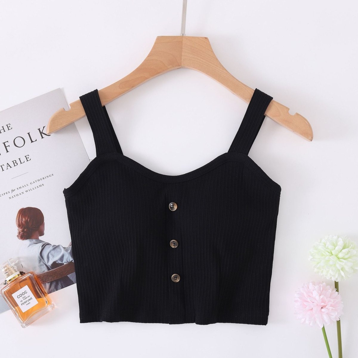 Chic Ribbed Button - Up Crop Top – The Ultimate Trendsetter! - Zero Bra