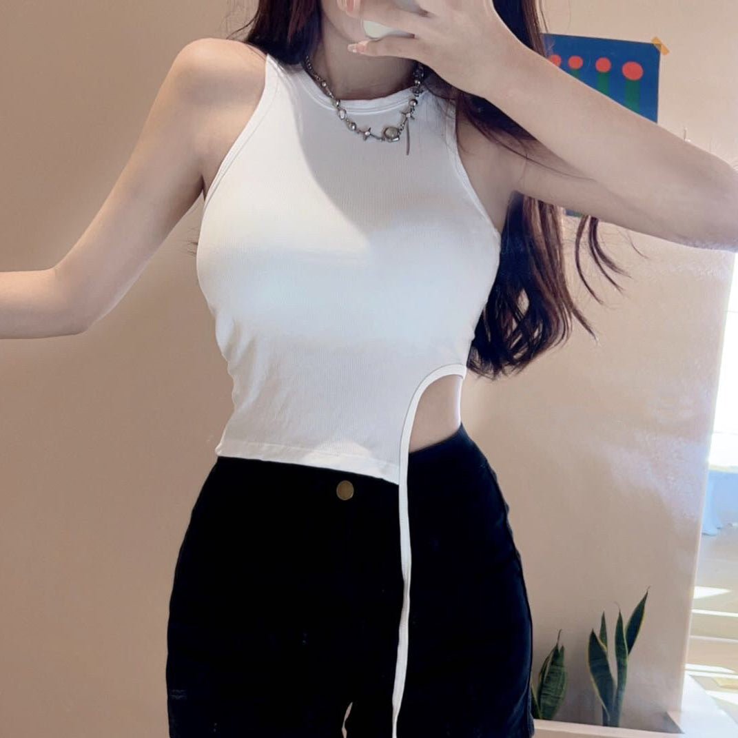 Chic Side - Tie Built - In Bra Tank – Effortless Edge & Comfort - Zero Bra