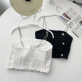 Tweed Chain-Strap Built-In Bra Top