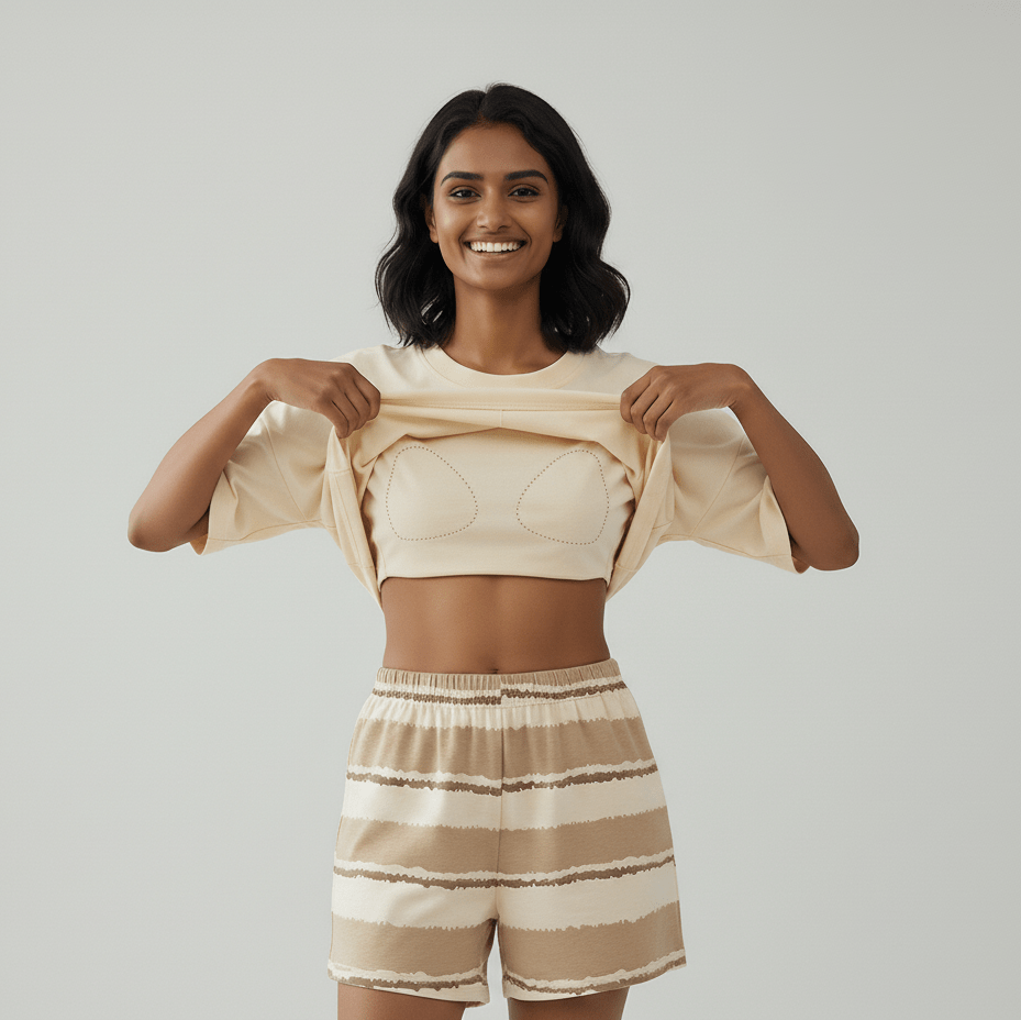 Chill Vibes Cartoon PJ Set – With Padded Ease - Zero Bra