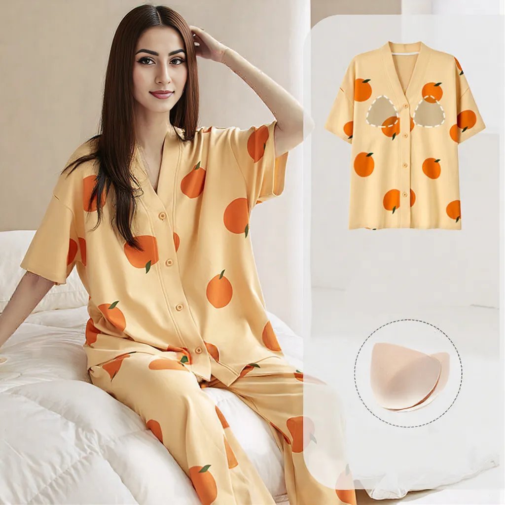 Citrus Bliss PJ Set – With Padded Fresh Glow - Zero Bra