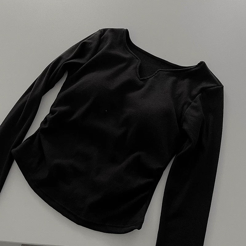 Classic Long Sleeve Crop Top with Built - in Bra - Zero Bra