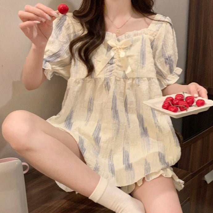 Cloudy Daydream Built - In Bra PJ Set – Soft Stripe Bliss Edition - Zero Bra